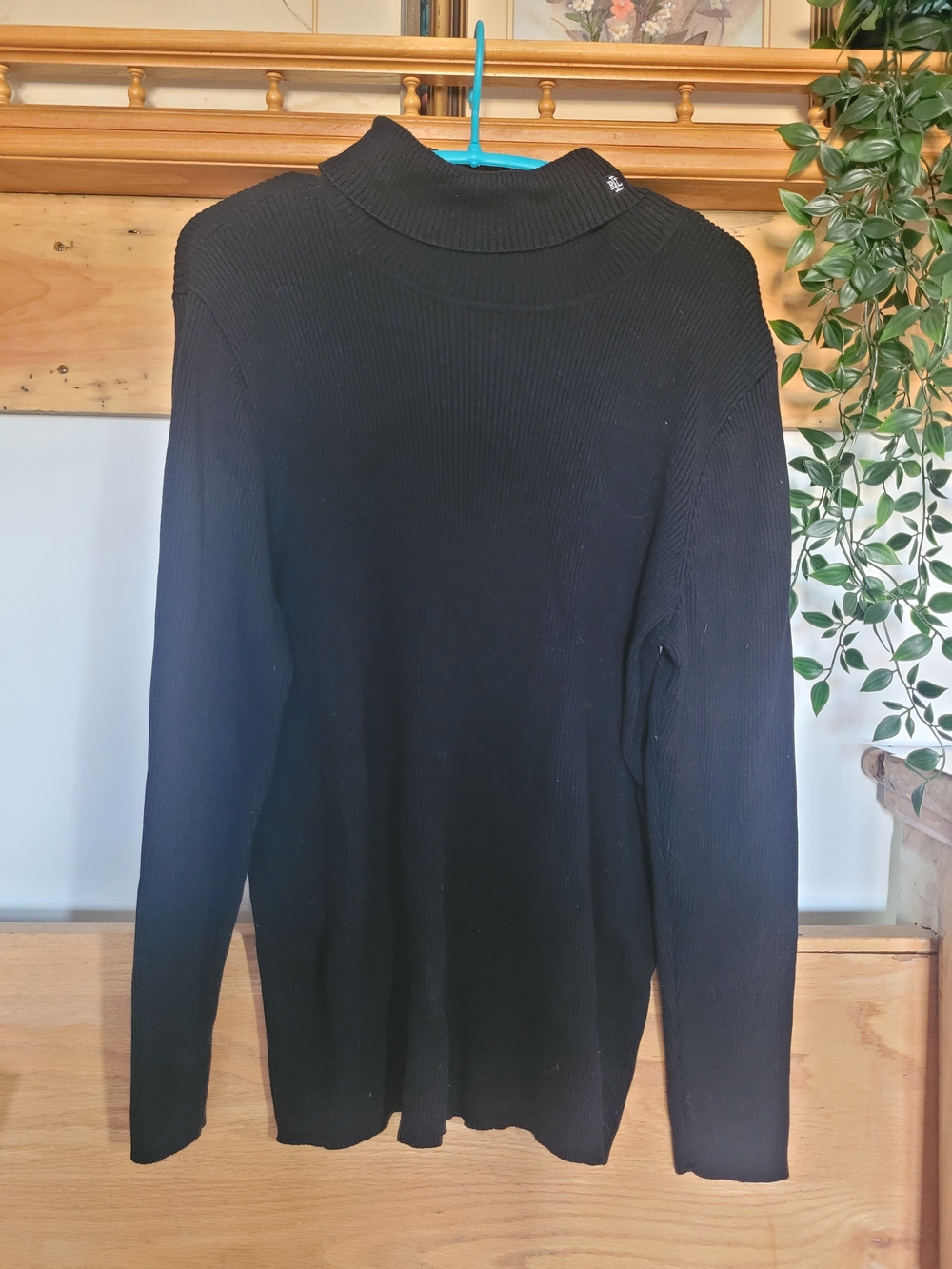 Lauren Ralph Lauren Black Ribbed Mock Neck Sweater